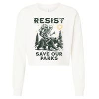 Resist Save Our Parks Alt US National Parks Bear Cropped Pullover Crew