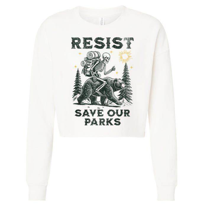 Resist Save Our Parks Alt US National Parks Bear Cropped Pullover Crew