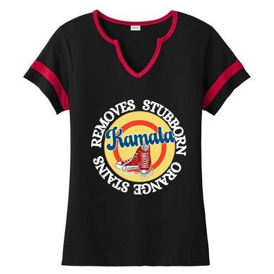 Removes Stubborn Orange Stains Sneakers And Pearls Kamala24 Gift Ladies Halftime Notch Neck Tee