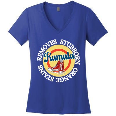 Removes Stubborn Orange Stains Sneakers And Pearls Kamala24 Gift Women's V-Neck T-Shirt