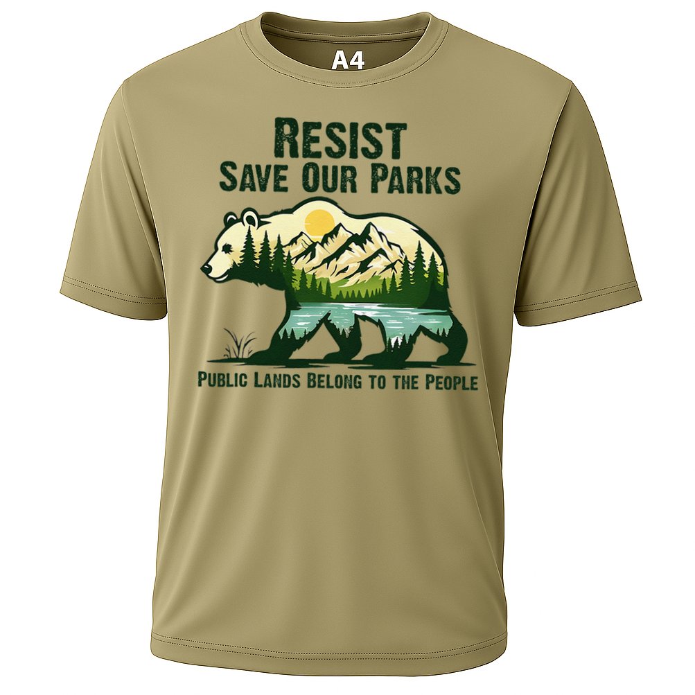 Resist Save Our Parks US National Parks Bear Nature Outdoor Cooling Performance Crew T-Shirt