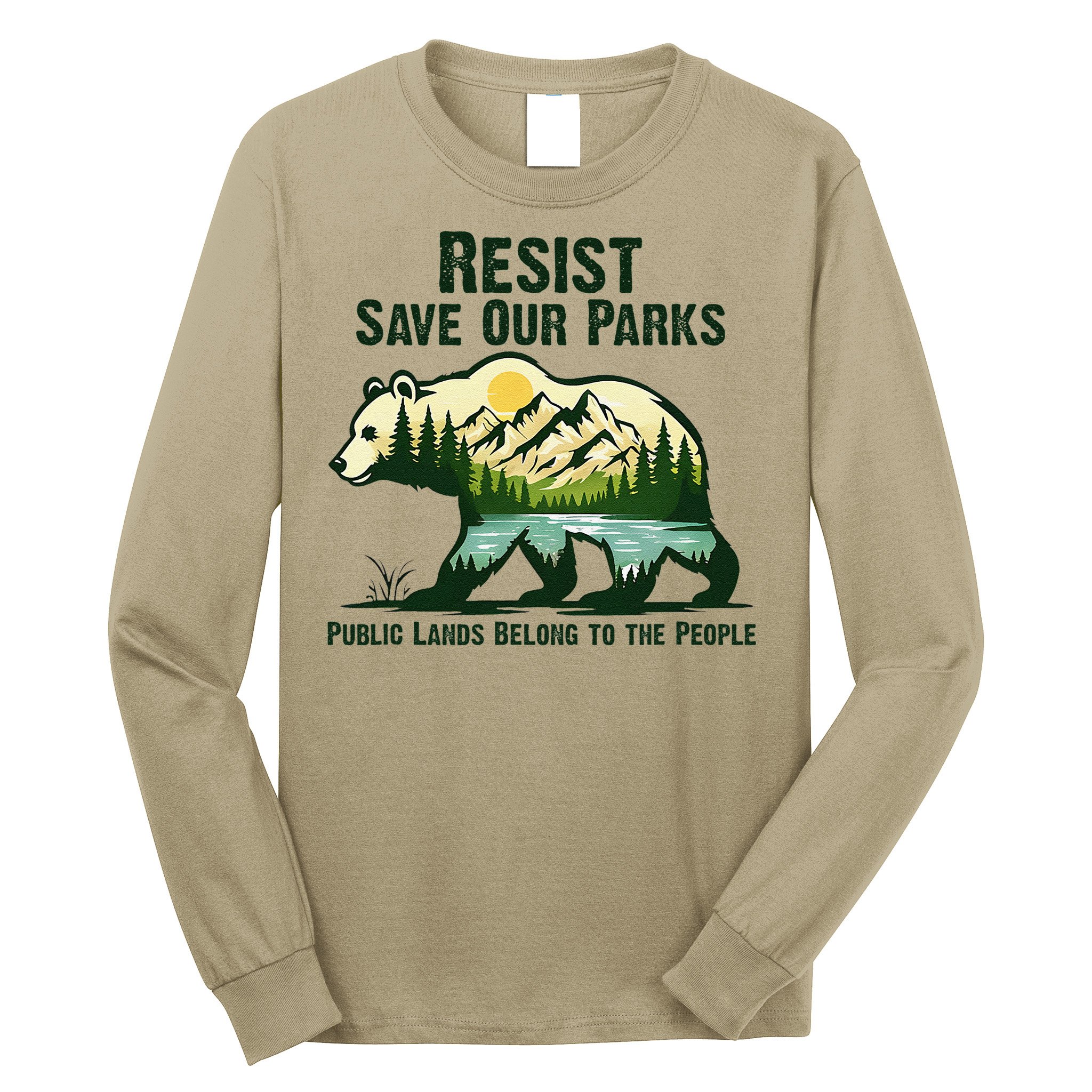 Resist Save Our Parks US National Parks Bear Nature Outdoor Long Sleeve Shirt