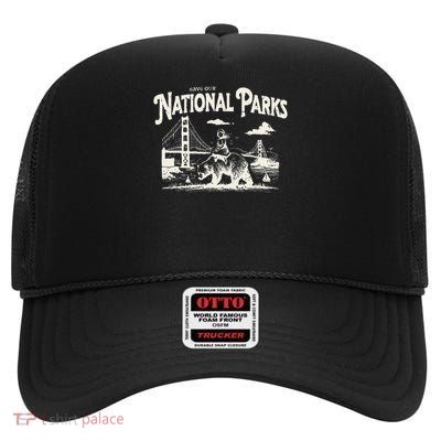 Resist Save Our Parks Alt US National Parks Bear Nature High Crown Mesh Back Trucker Hat
