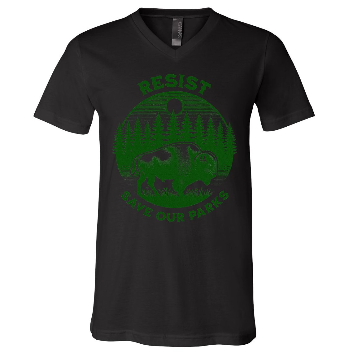 Resist Save Our Parks Bison Buffalo V-Neck T-Shirt