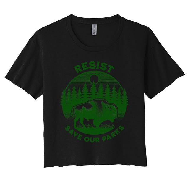 Resist Save Our Parks Bison Buffalo Women's Crop Top Tee