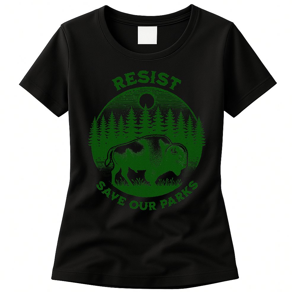 Resist Save Our Parks Bison Buffalo Womens T-Shirt