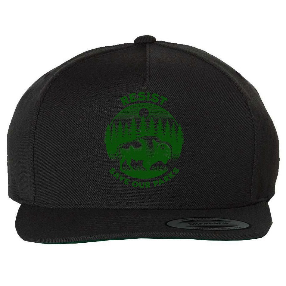 Resist Save Our Parks Bison Buffalo Wool Snapback Cap