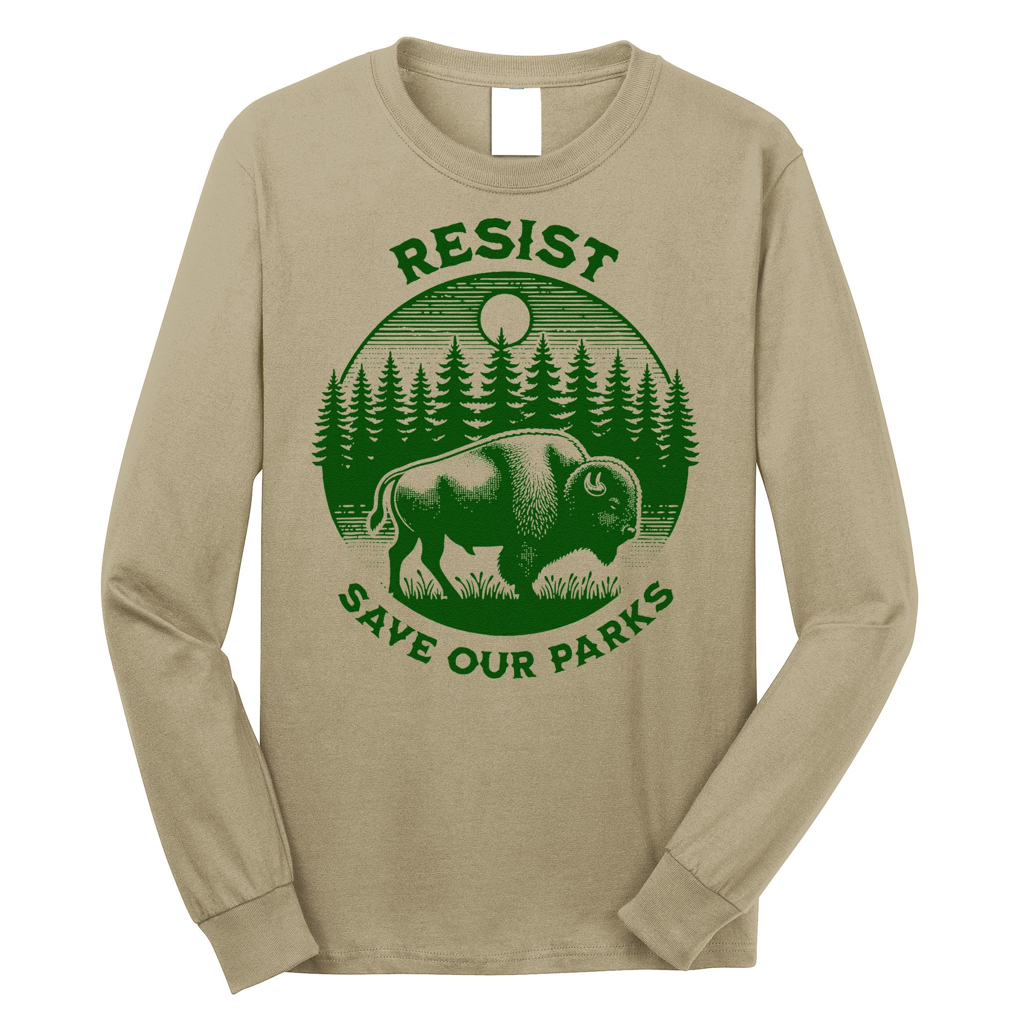 Resist Save Our Parks Bison Buffalo Long Sleeve Shirt