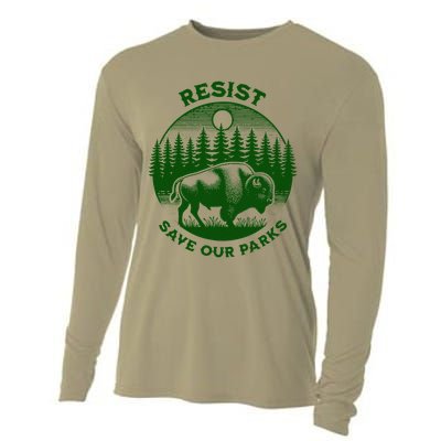 Resist Save Our Parks Bison Buffalo Cooling Performance Long Sleeve Crew
