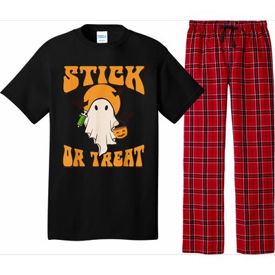 Retro Stick Or Treat Nurse Halloween Ghost Spooky Season Pajama Set