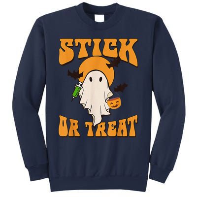 Retro Stick Or Treat Nurse Halloween Ghost Spooky Season Sweatshirt