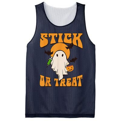 Retro Stick Or Treat Nurse Halloween Ghost Spooky Season Mesh Reversible Basketball Jersey Tank