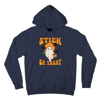 Retro Stick Or Treat Nurse Halloween Ghost Spooky Season Tall Hoodie