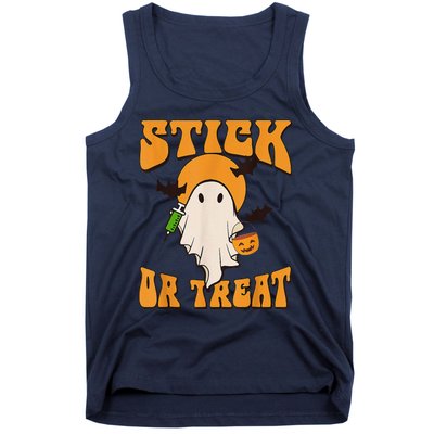 Retro Stick Or Treat Nurse Halloween Ghost Spooky Season Tank Top