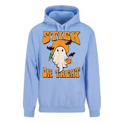 Retro Stick Or Treat Nurse Halloween Ghost Spooky Season Unisex Surf Hoodie