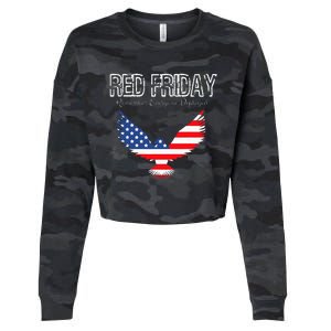 R.E.D. Support Our Troops Wear Red On Friday Cropped Pullover Crew