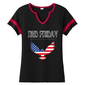 R.E.D. Support Our Troops Wear Red On Friday Ladies Halftime Notch Neck Tee