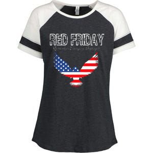 R.E.D. Support Our Troops Wear Red On Friday Enza Ladies Jersey Colorblock Tee