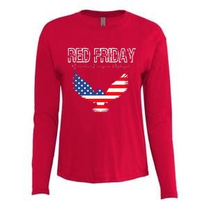 R.E.D. Support Our Troops Wear Red On Friday Womens Cotton Relaxed Long Sleeve T-Shirt