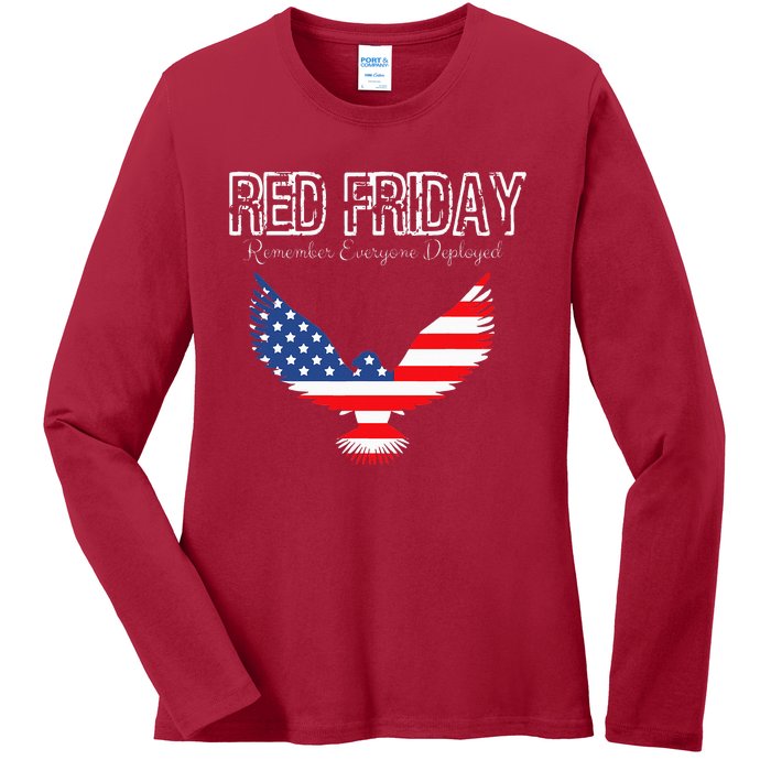 R.E.D. Support Our Troops Wear Red On Friday Ladies Long Sleeve Shirt