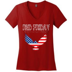 R.E.D. Support Our Troops Wear Red On Friday Women's V-Neck T-Shirt