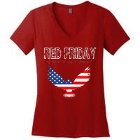 R.E.D. Support Our Troops Wear Red On Friday Women's V-Neck T-Shirt