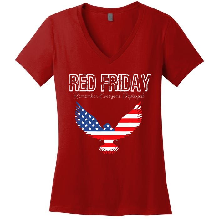 R.E.D. Support Our Troops Wear Red On Friday Women's V-Neck T-Shirt