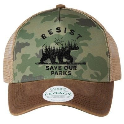 Resist Save Our Parks Us Alt National Parks Bear Silhouette Legacy Tie Dye Trucker Hat