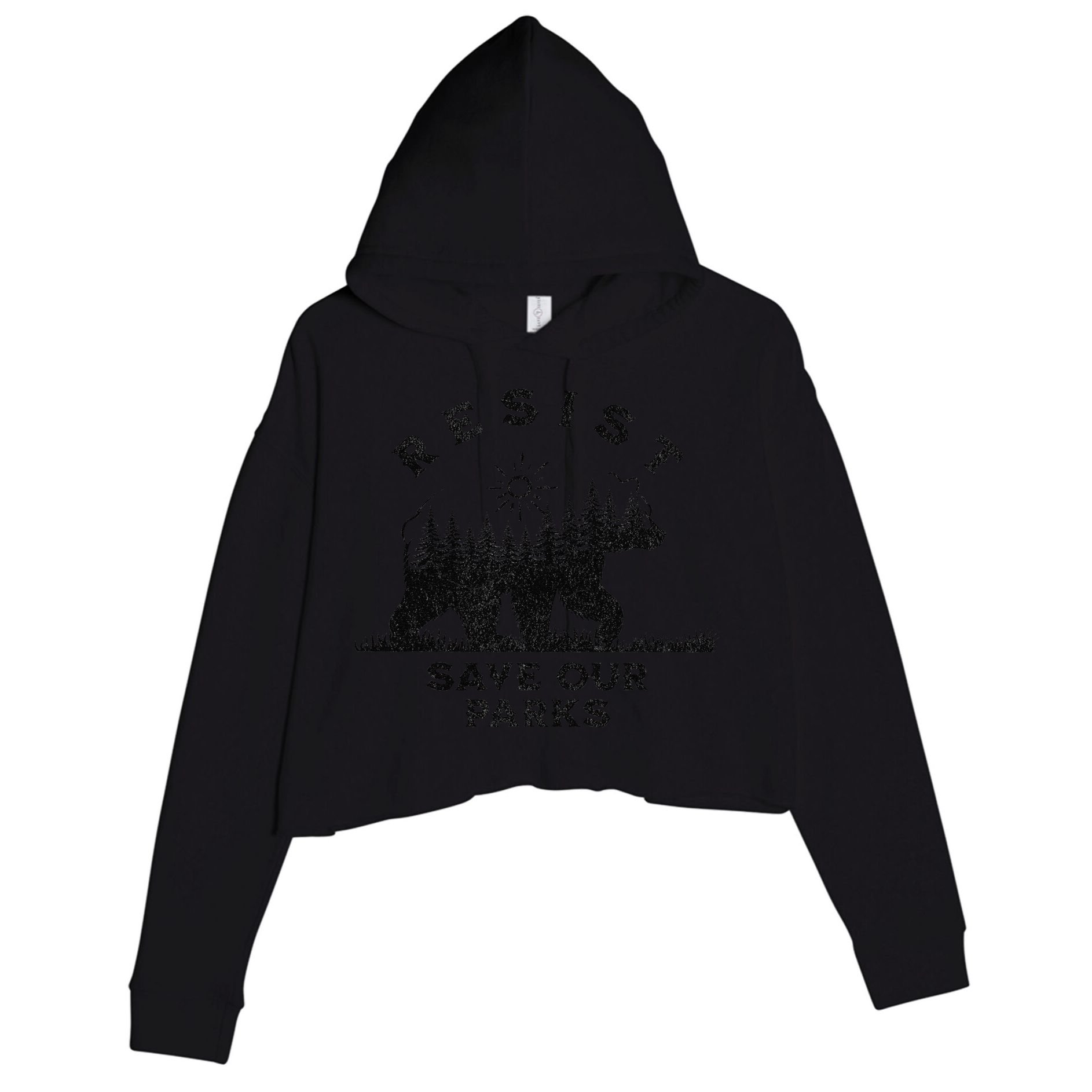 Resist Save Our Parks Us Alt National Parks Bear Silhouette Crop Fleece Hoodie
