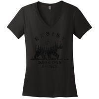 Resist Save Our Parks Us Alt National Parks Bear Silhouette Women's V-Neck T-Shirt