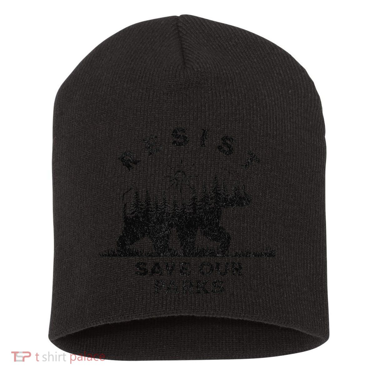 Resist Save Our Parks Us Alt National Parks Bear Silhouette Short Acrylic Beanie