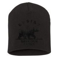 Resist Save Our Parks Us Alt National Parks Bear Silhouette Short Acrylic Beanie