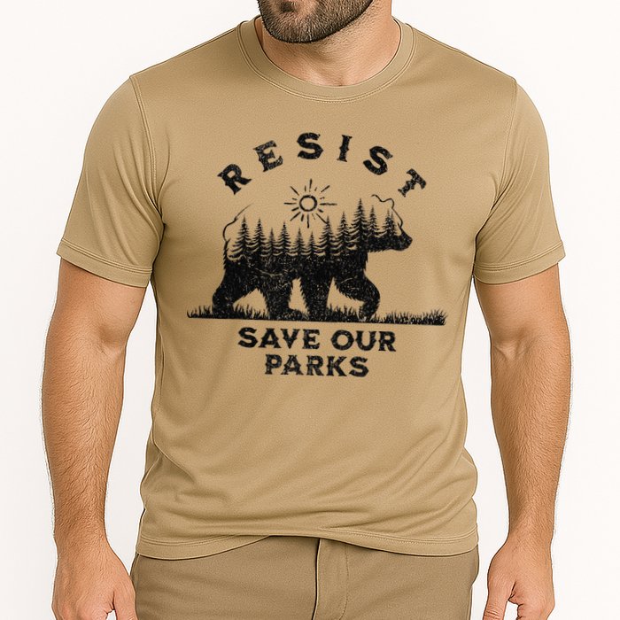 Resist Save Our Parks Us Alt National Parks Bear Silhouette Cooling Performance Crew T-Shirt