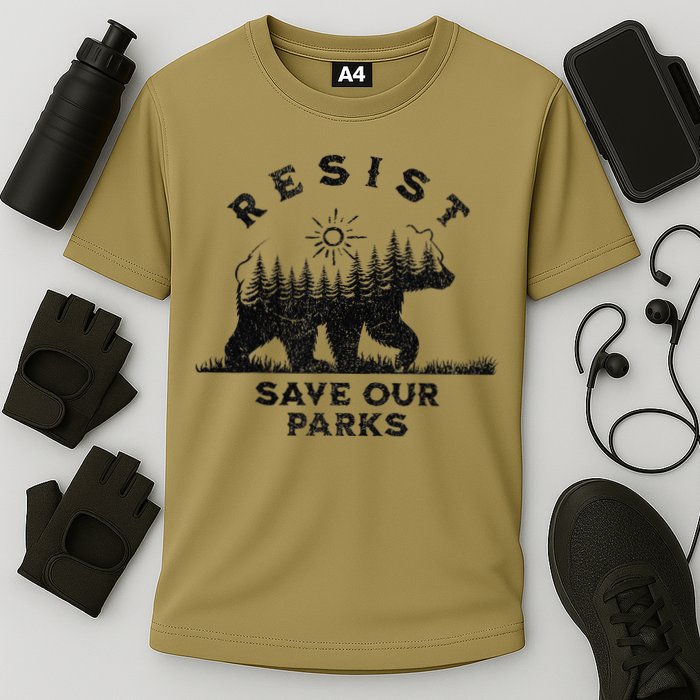 Resist Save Our Parks Us Alt National Parks Bear Silhouette Cooling Performance Crew T-Shirt
