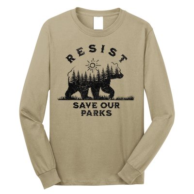 Resist Save Our Parks Us Alt National Parks Bear Silhouette Long Sleeve Shirt