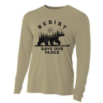 Resist Save Our Parks Us Alt National Parks Bear Silhouette Cooling Performance Long Sleeve Crew
