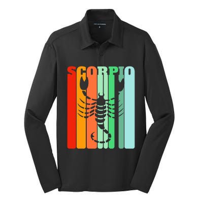 Retro Scorpio October November Astrology Symbol Gift Silk Touch Performance Long Sleeve Polo