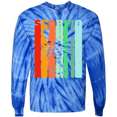 Retro Scorpio October November Astrology Symbol Gift Tie-Dye Long Sleeve Shirt