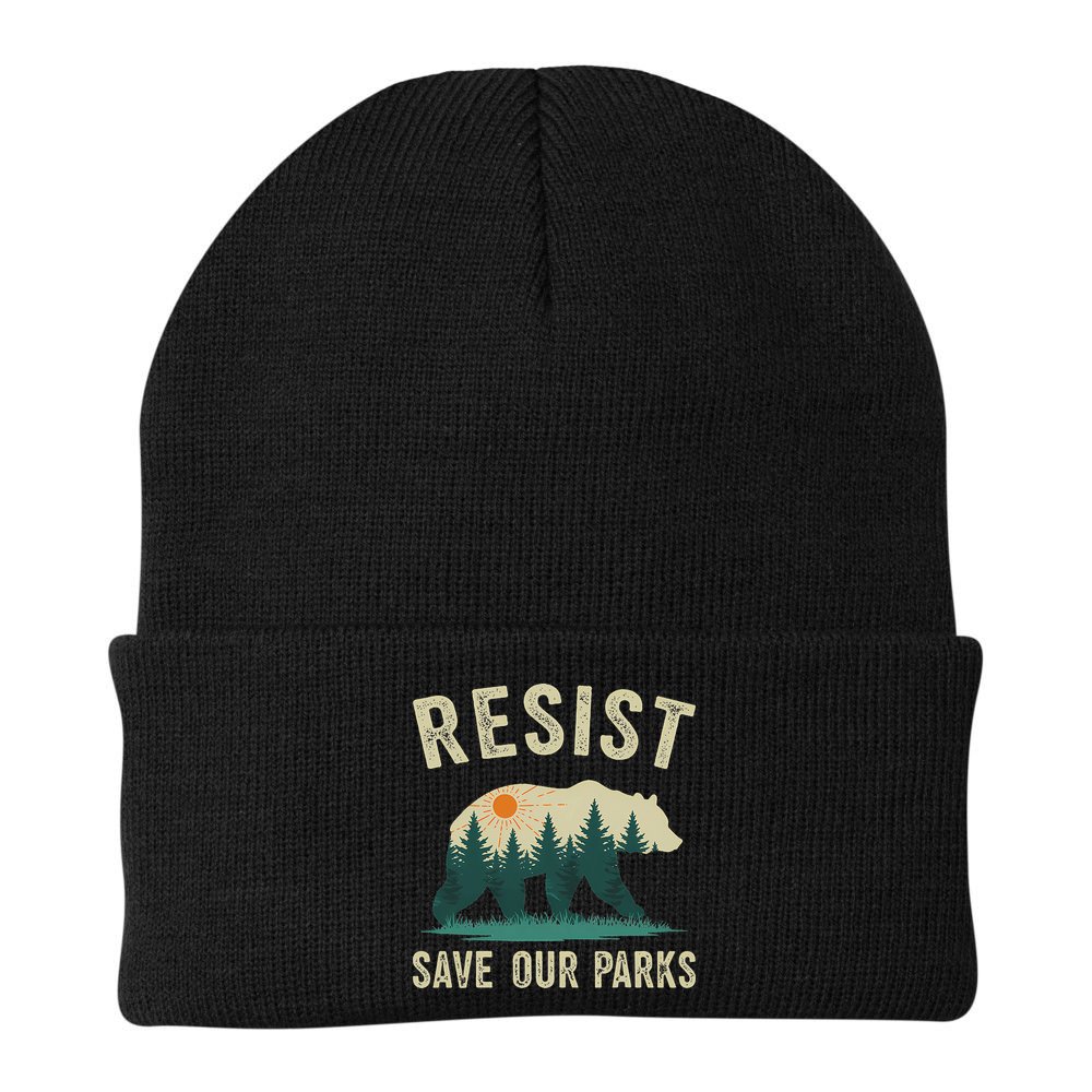 Resist Save Our Parks Alt US National Parks Bear Nature Gift Beanie