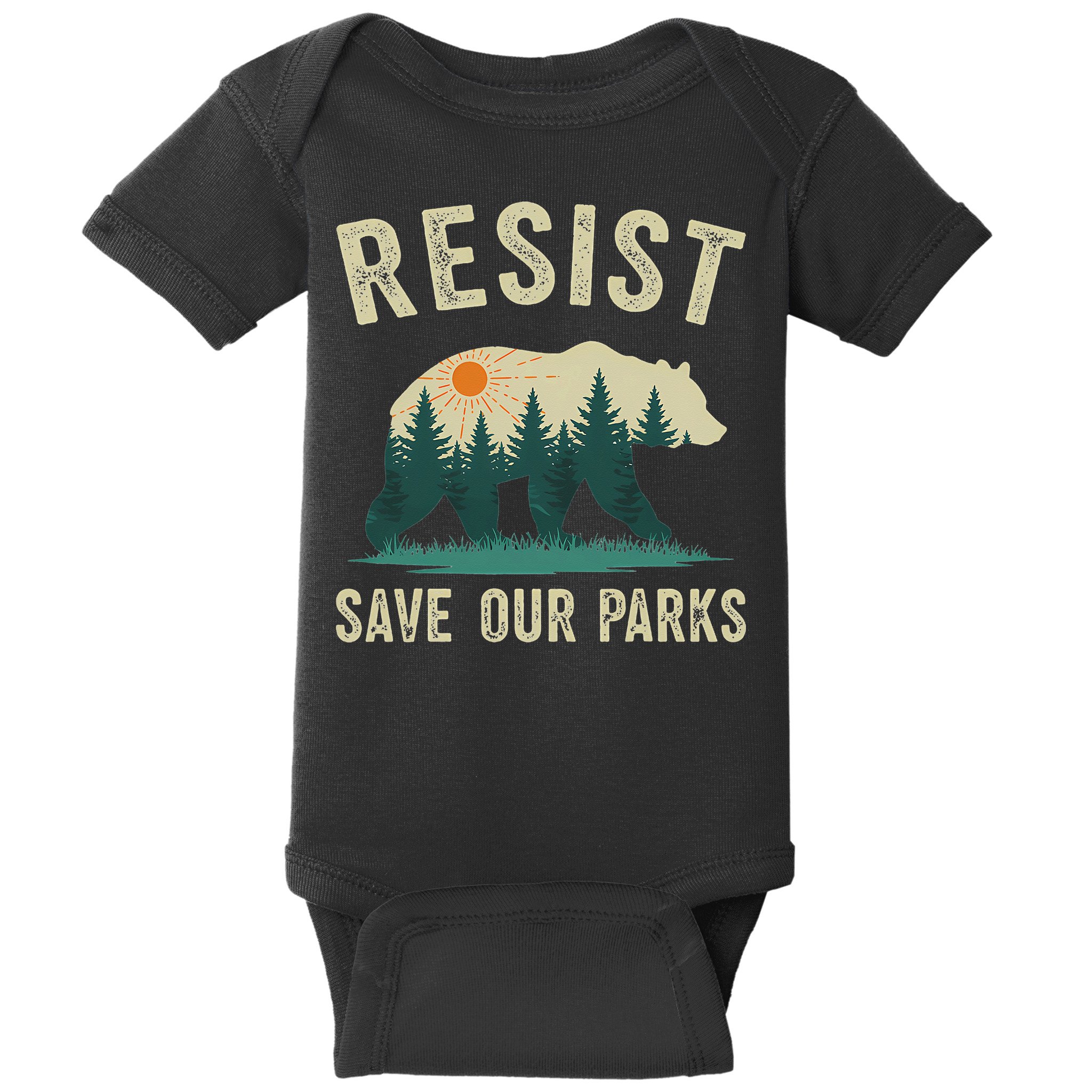 Resist Save Our Parks Alt US National Parks Bear Nature Gift Baby Bodysuit
