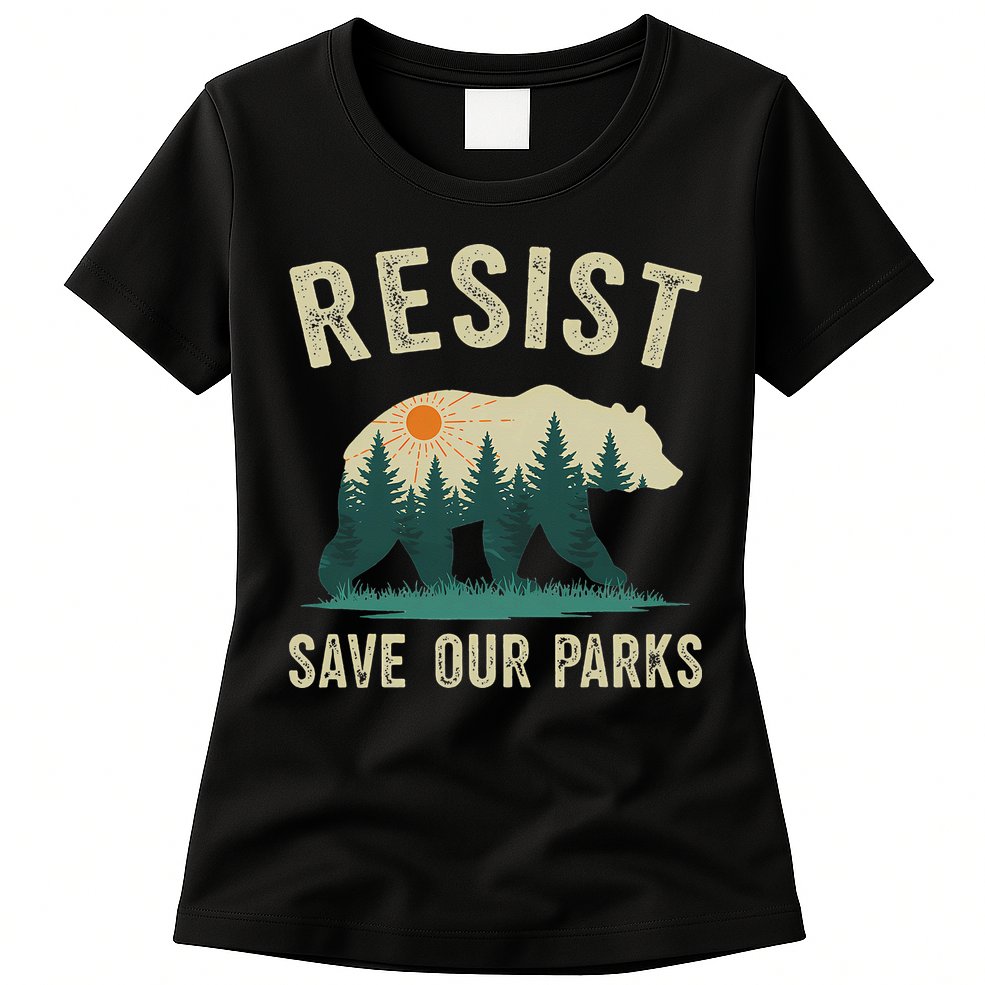 Resist Save Our Parks Alt US National Parks Bear Nature Gift Womens T-Shirt