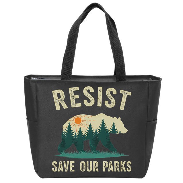 Resist Save Our Parks Alt US National Parks Bear Nature Gift Zip Tote Bag