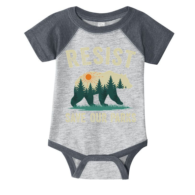 Resist Save Our Parks Alt US National Parks Bear Nature Gift Infant Baby Jersey Bodysuit