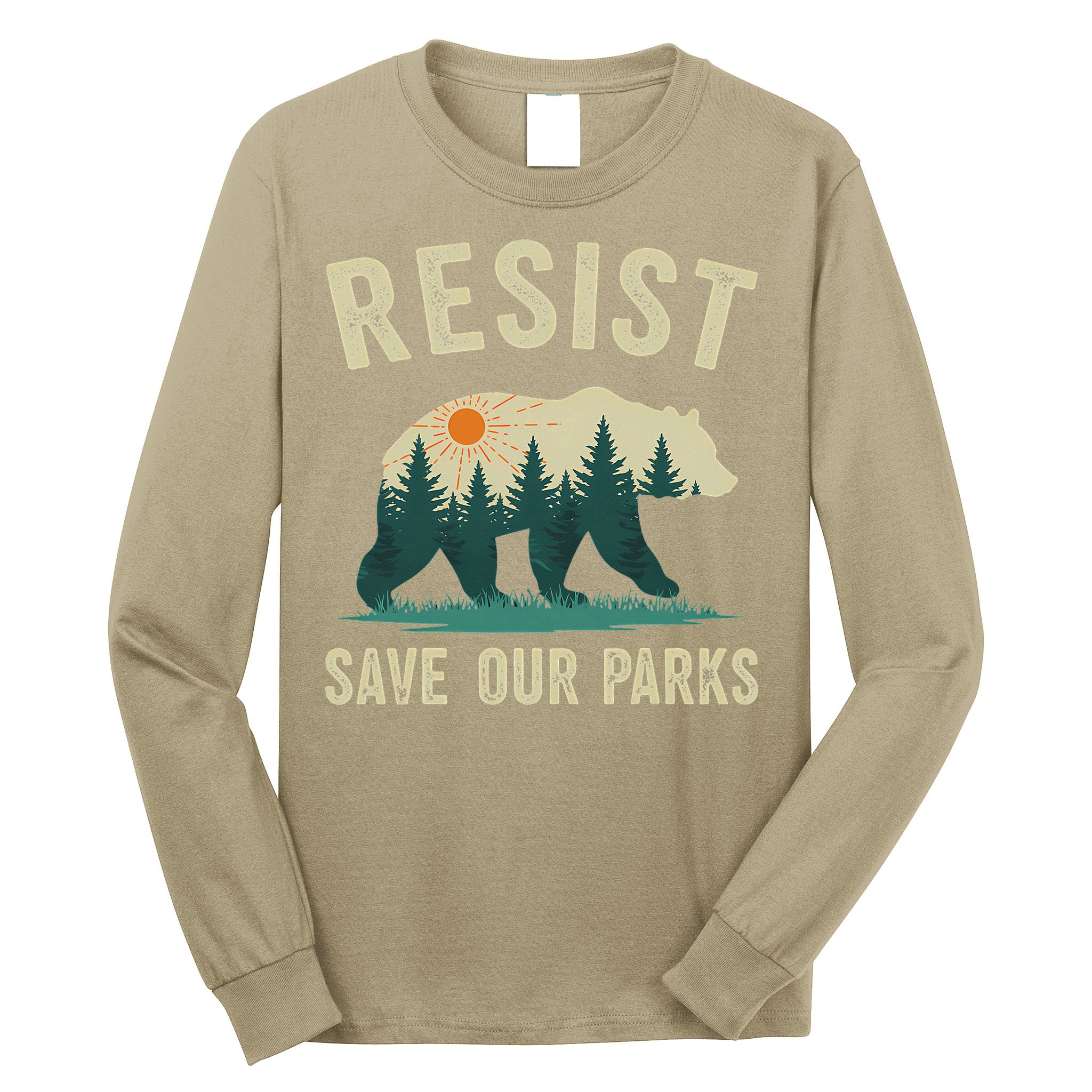 Resist Save Our Parks Alt US National Parks Bear Nature Gift Long Sleeve Shirt