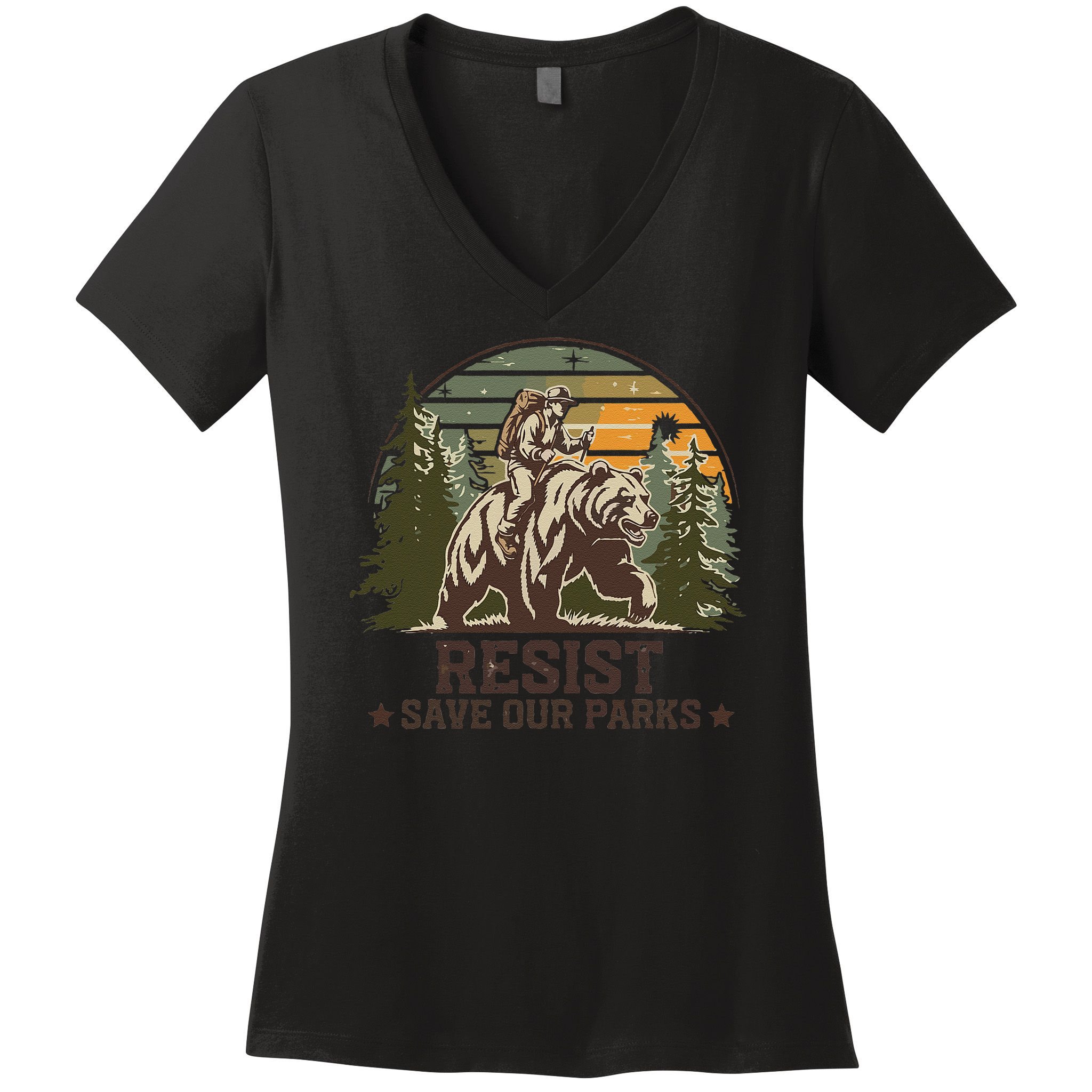 Resist Save Our Parks Alt US National Parks Bear Women's V-Neck T-Shirt