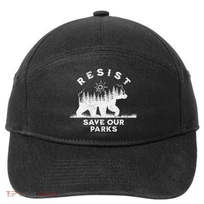 Resist Save Our Parks Us National Parks Bear Alt Souvenir 7-Panel Snapback Hat