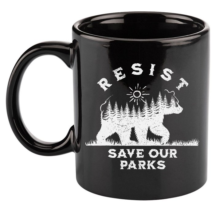 Resist Save Our Parks Us National Parks Bear Alt Souvenir 11oz C Handle Ceramic Mug