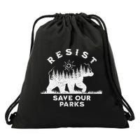 Resist Save Our Parks Us National Parks Bear Alt Souvenir Drawstring Bag