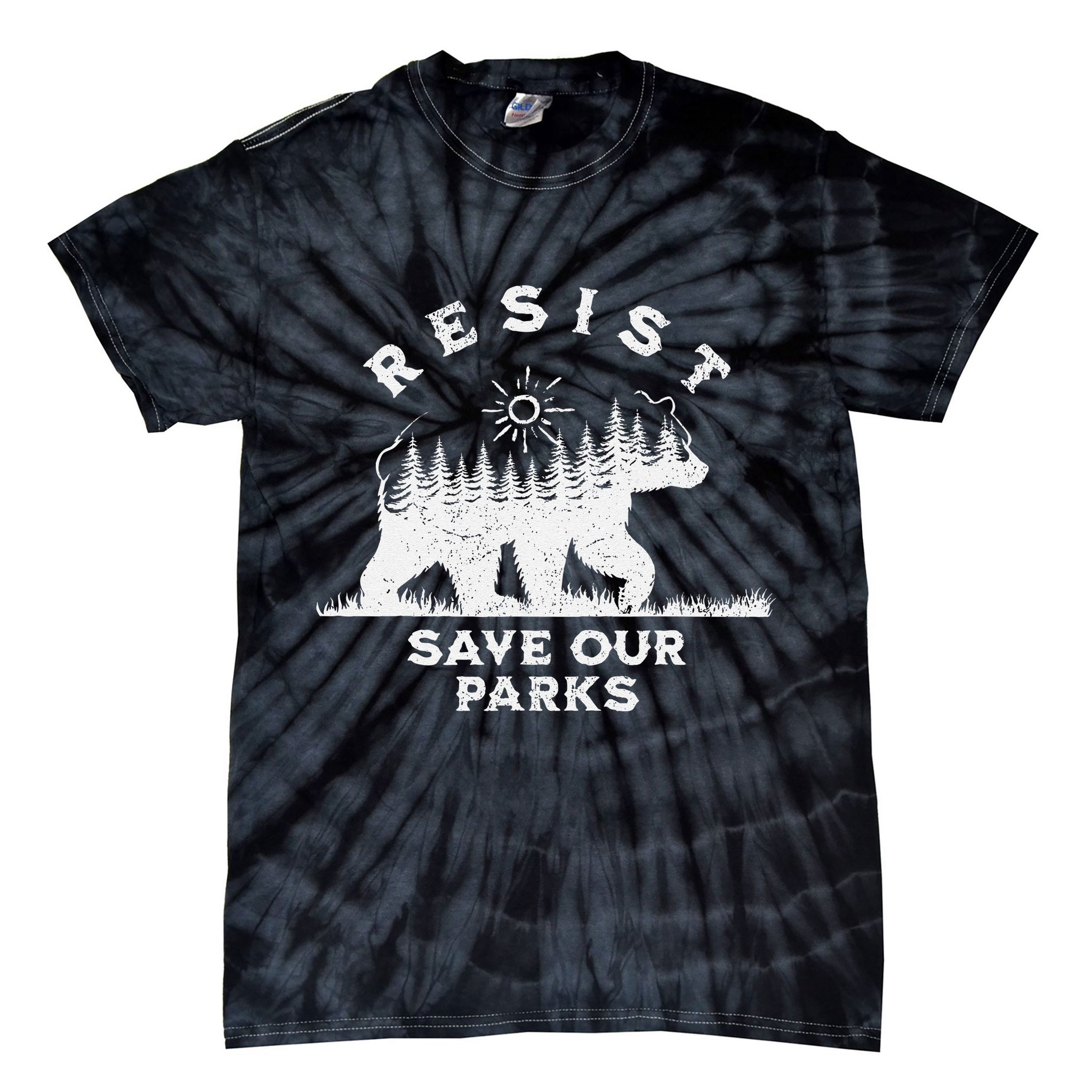 Resist Save Our Parks Us National Parks Bear Alt Souvenir Tie-Dye T-Shirt