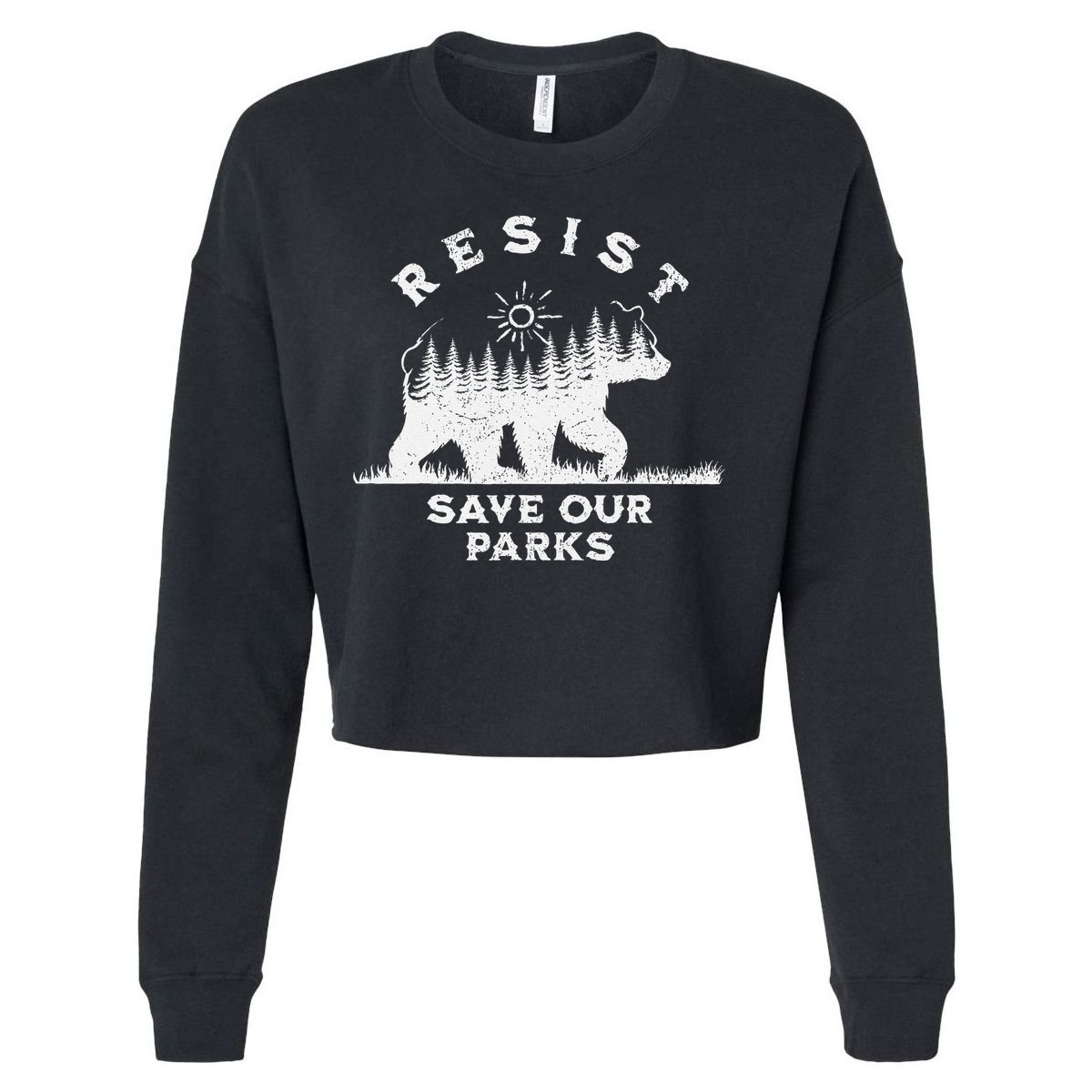 Resist Save Our Parks Us National Parks Bear Alt Souvenir Cropped Pullover Crew